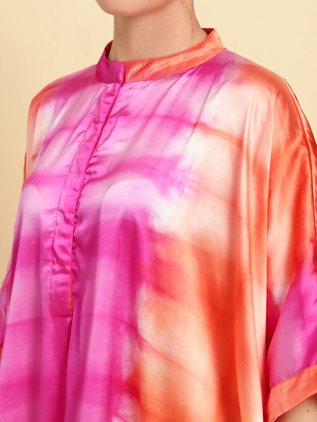 Pink-Orange Dyed Kaftan Dress