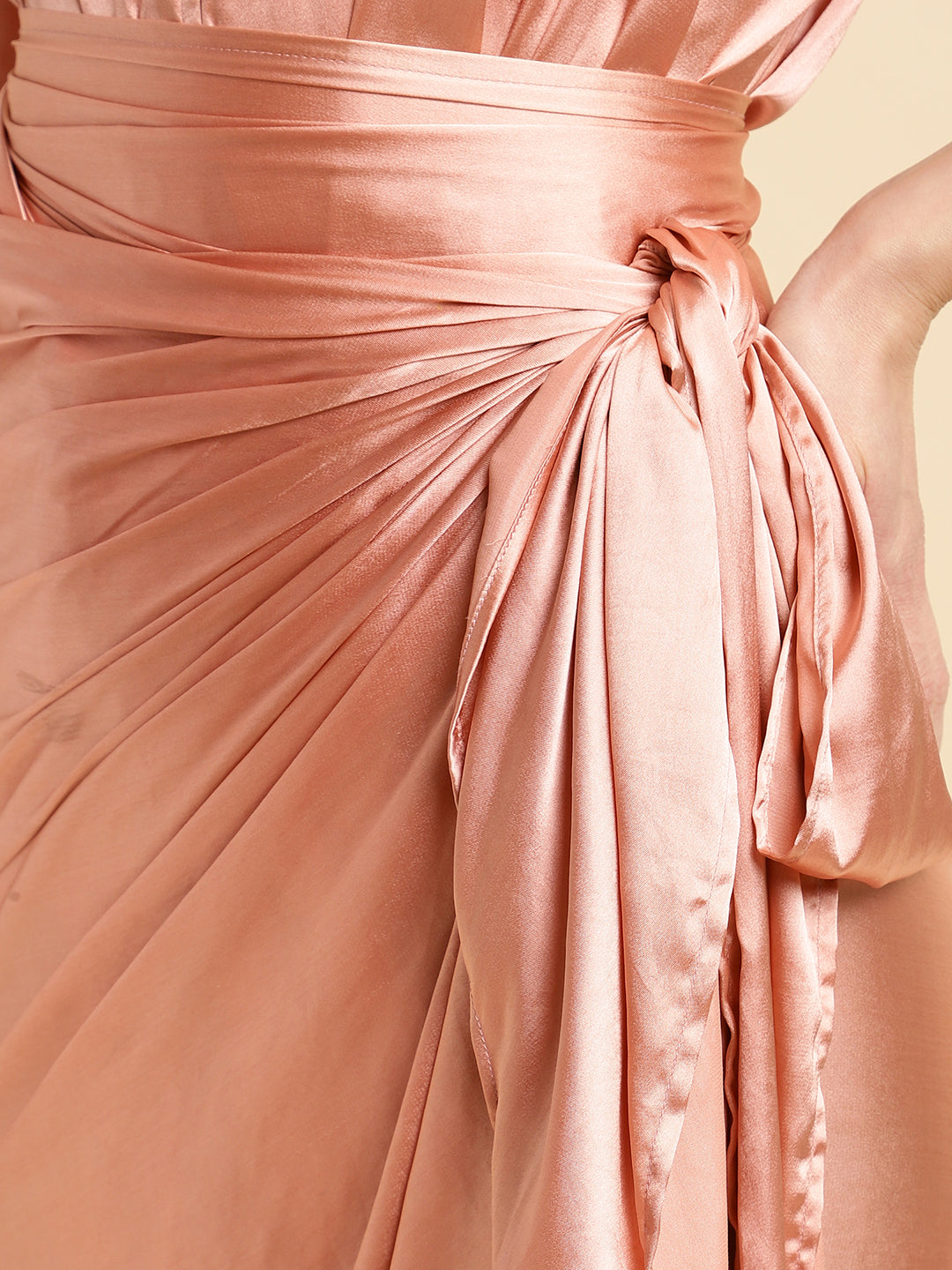 Peach Wrap Skirt Co-ord Set