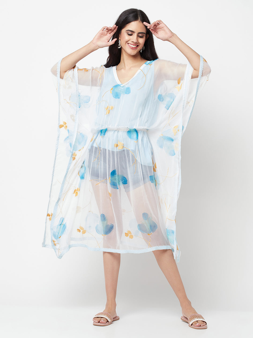 Hand Painted Chiffon Beach Cover Up
