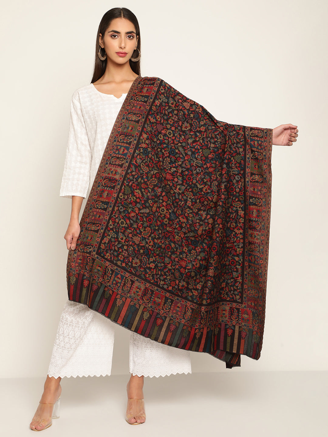 Cashmere Design Black Shawl