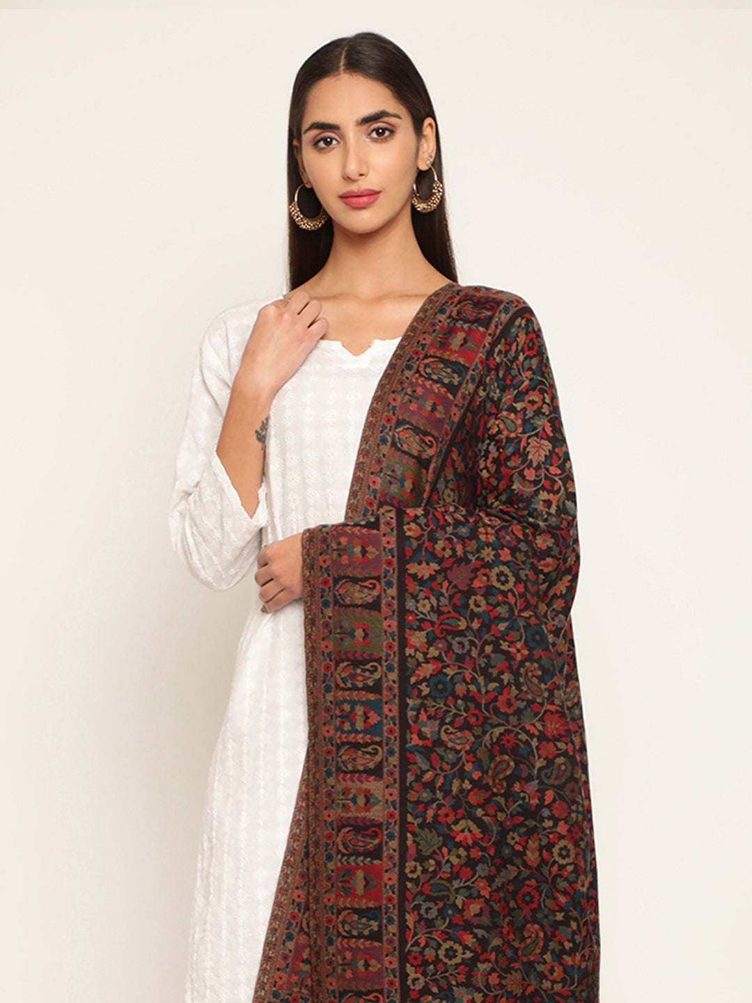 Cashmere Design Black Shawl