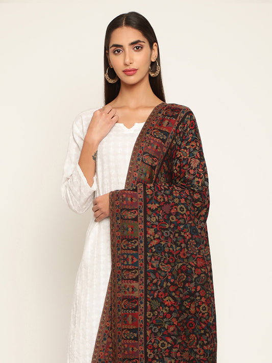 Cashmere Design Black Shawl