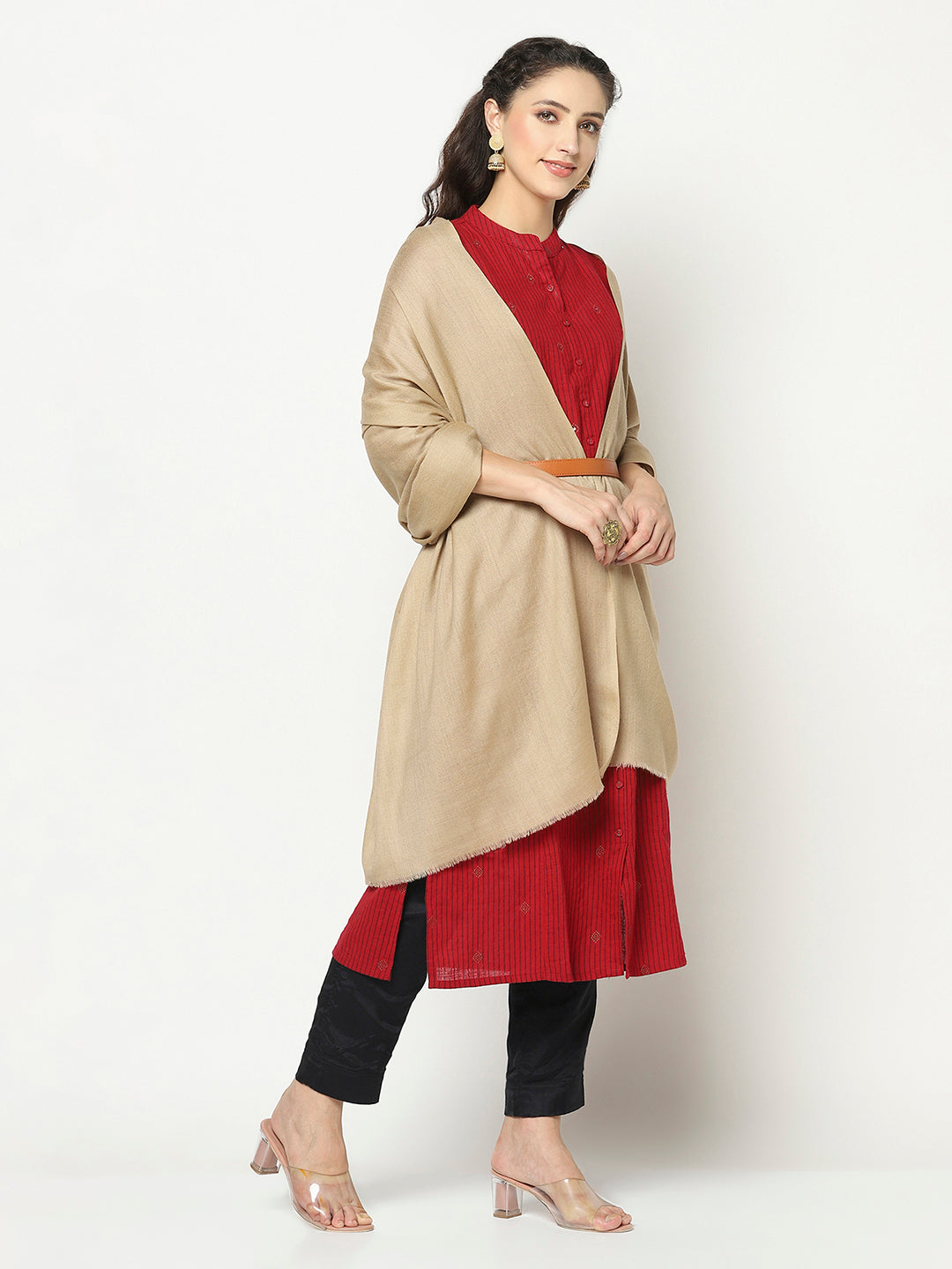 Solid Plain Beige Shawl