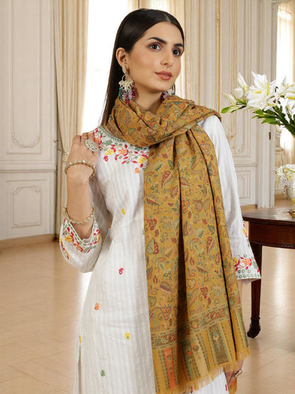 Kani Woven Stole - Mustard