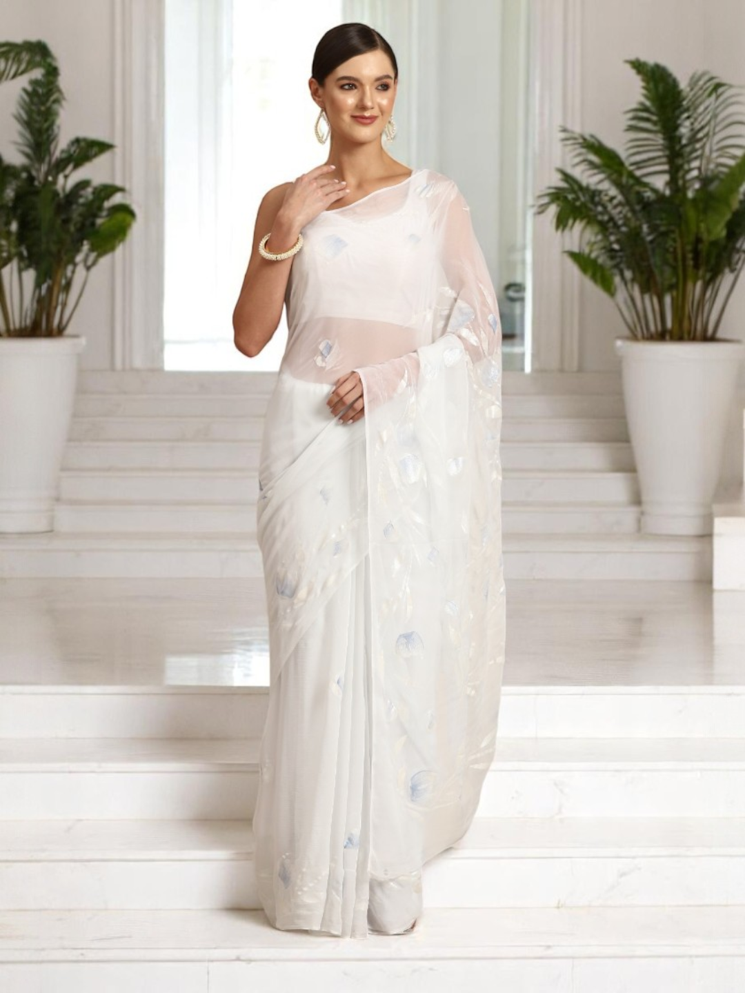 Hand Painted Pearl Saree