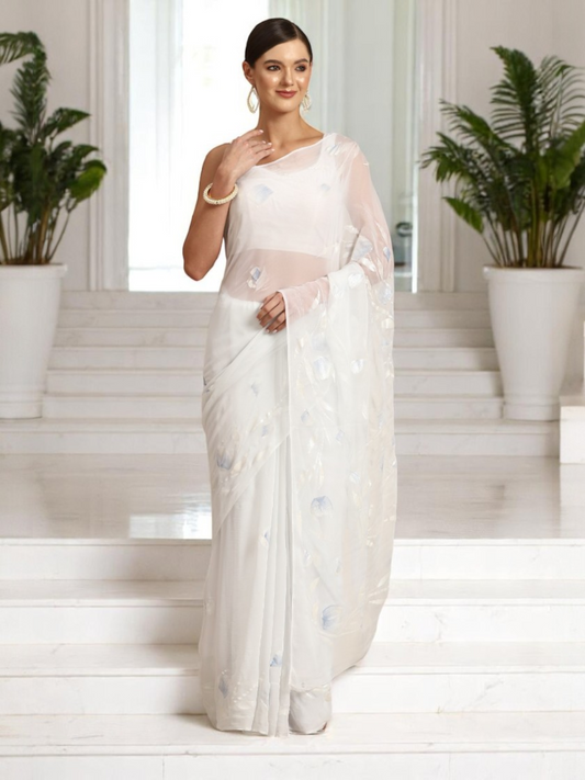 Hand Painted Pearl Saree