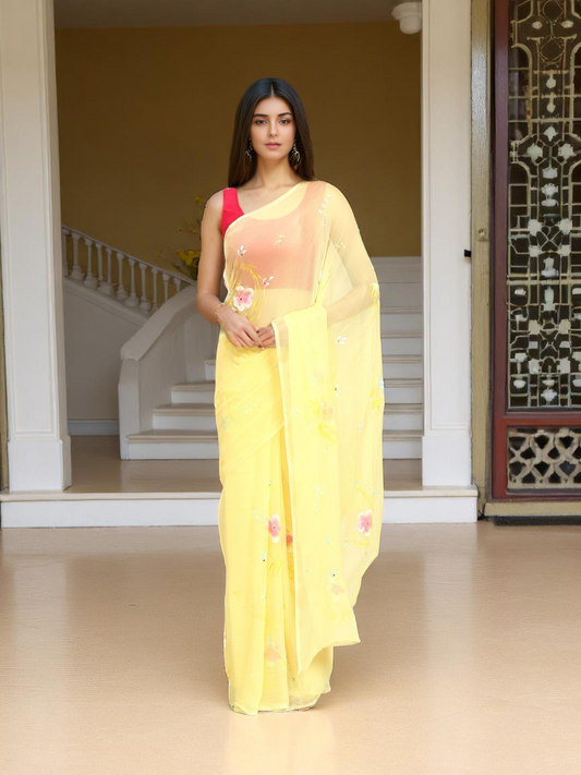 Mehar Floral Chiffon Saree