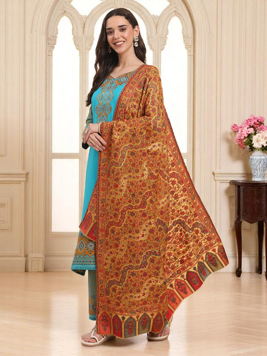 Woven Mustard Zari Shawl