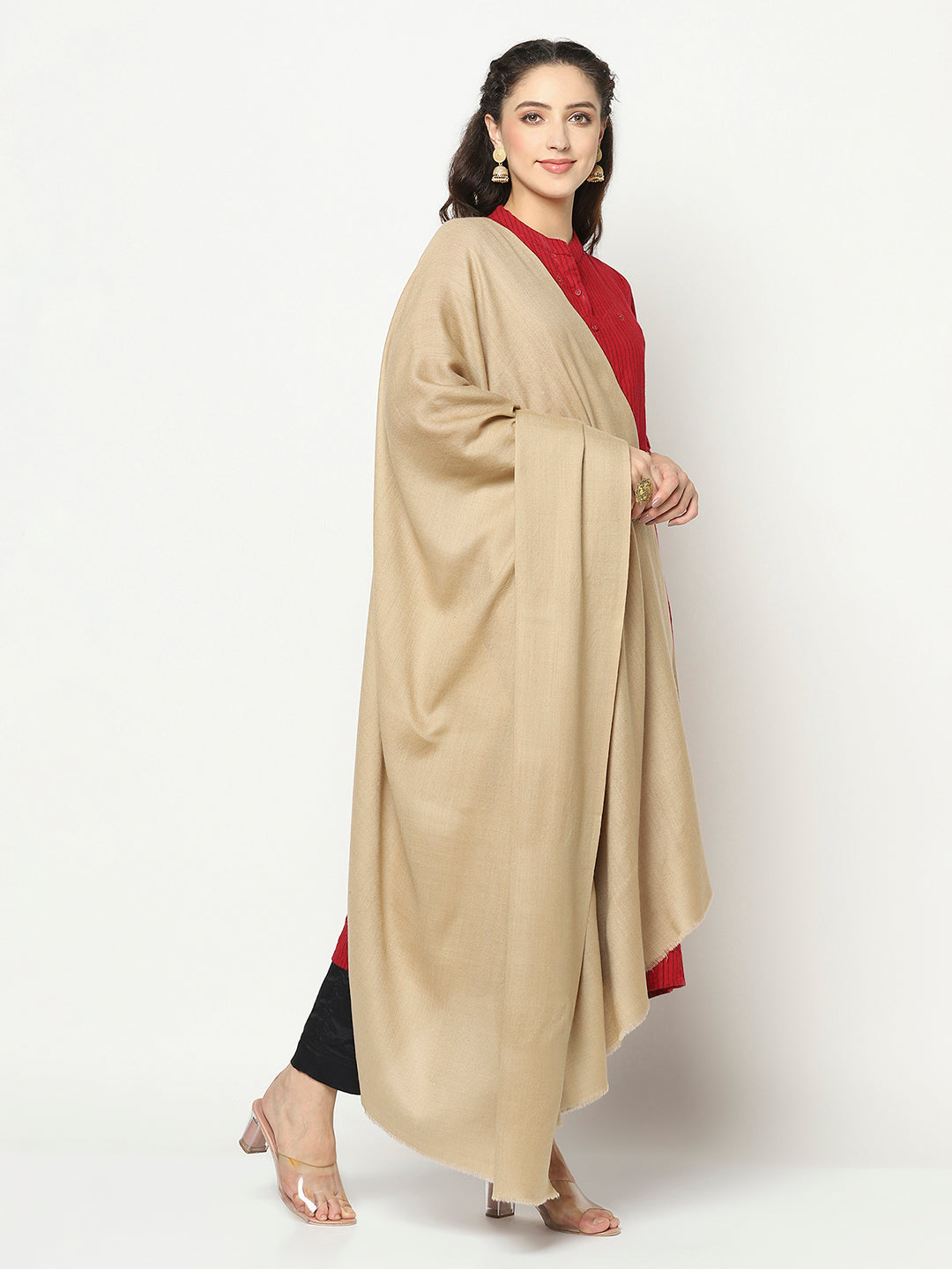 Solid Plain Beige Shawl