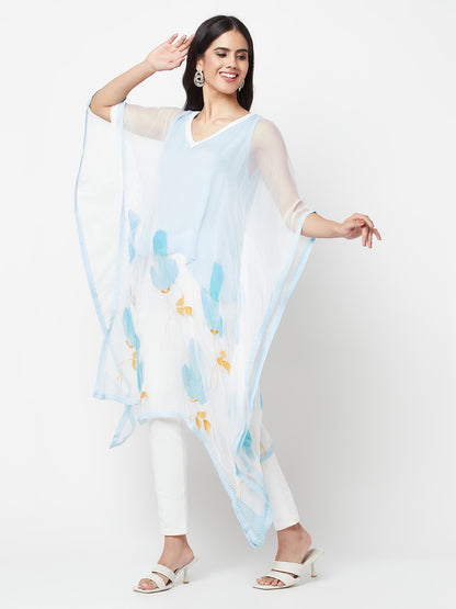 Hand Painted Blue Chiffon Kaftan