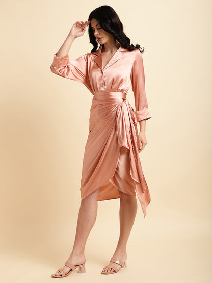 Peach Wrap Skirt Co-ord Set