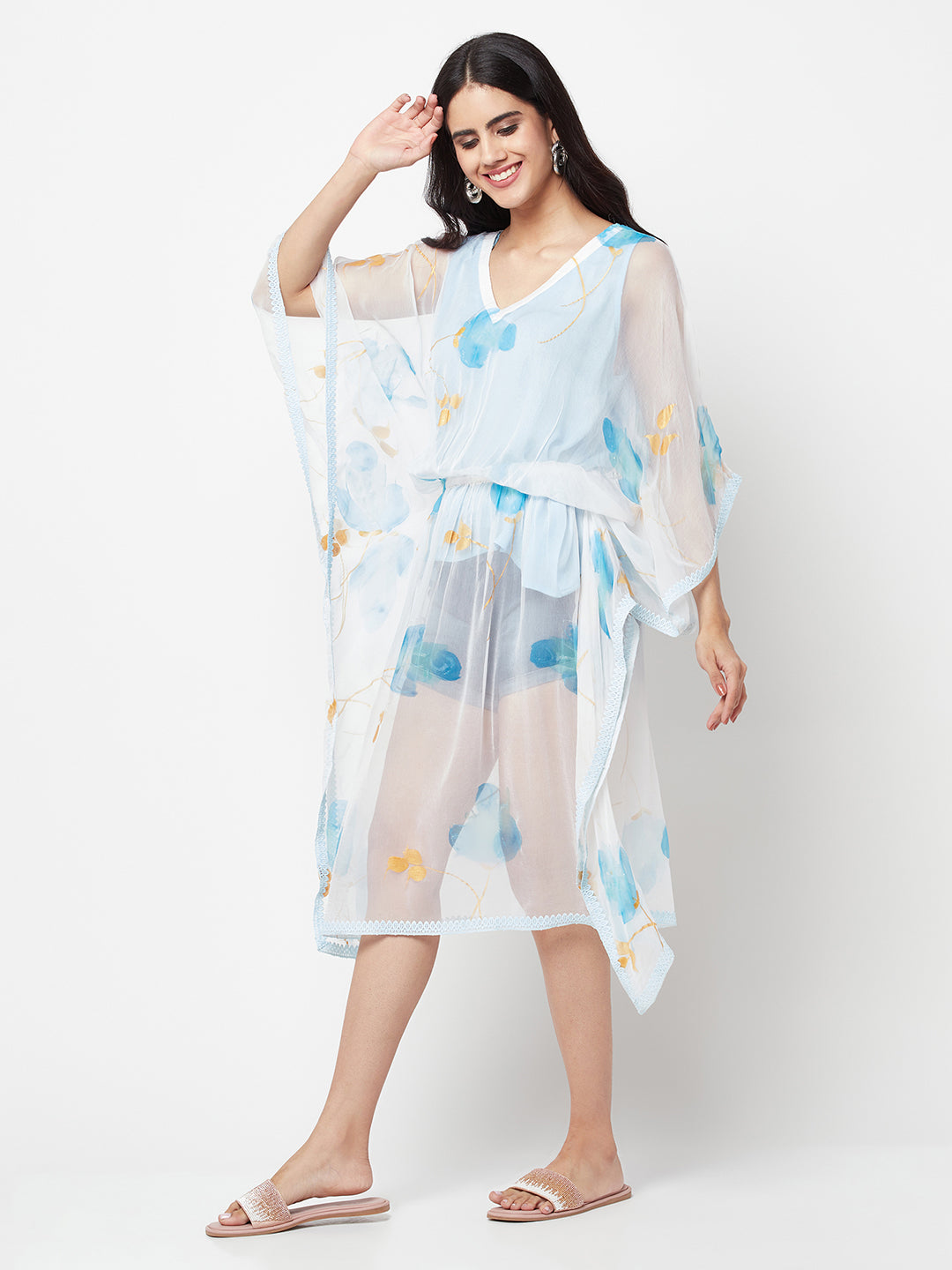 Hand Painted Chiffon Beach Cover Up