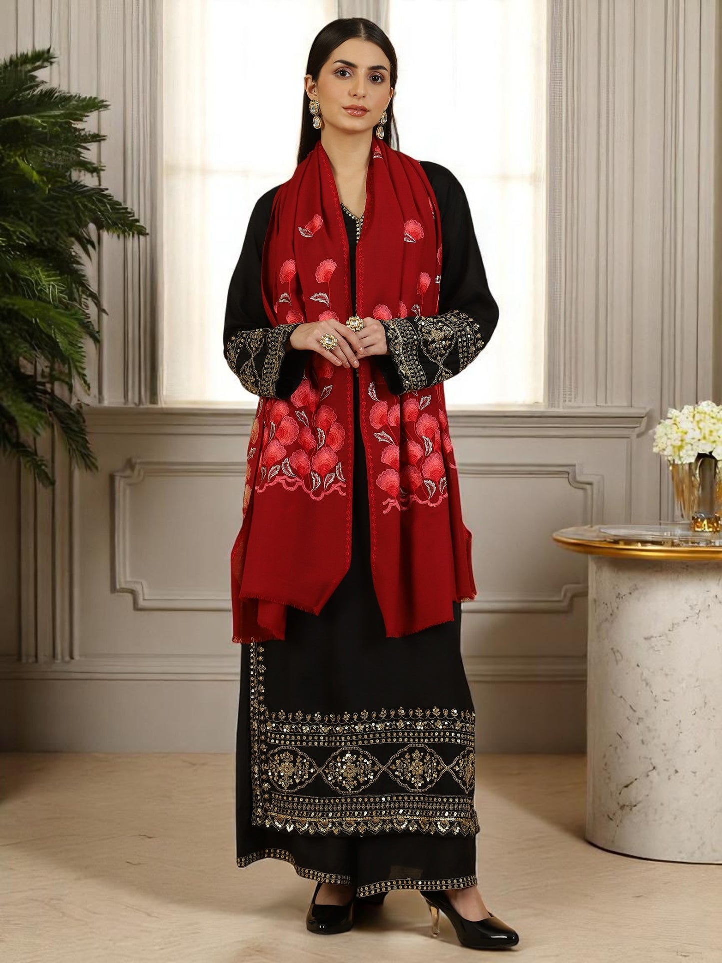 Wool Embroidered Stole