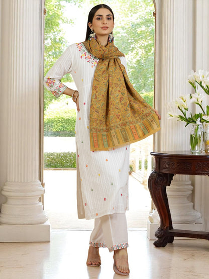 Kani Woven Stole - Mustard