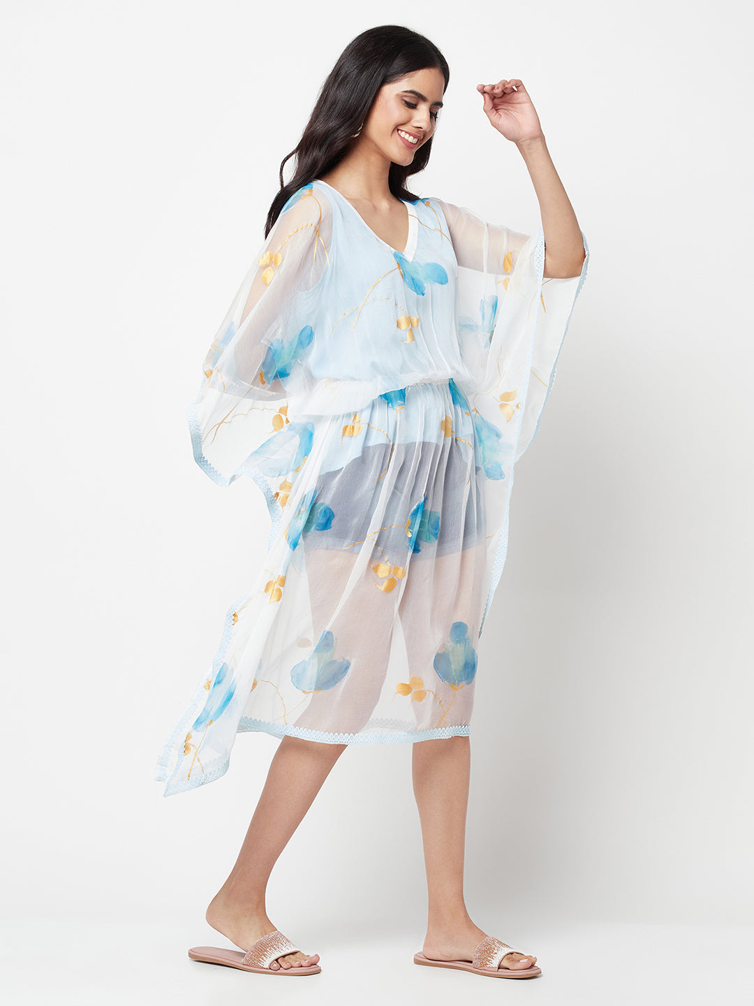 Hand Painted Chiffon Beach Cover Up
