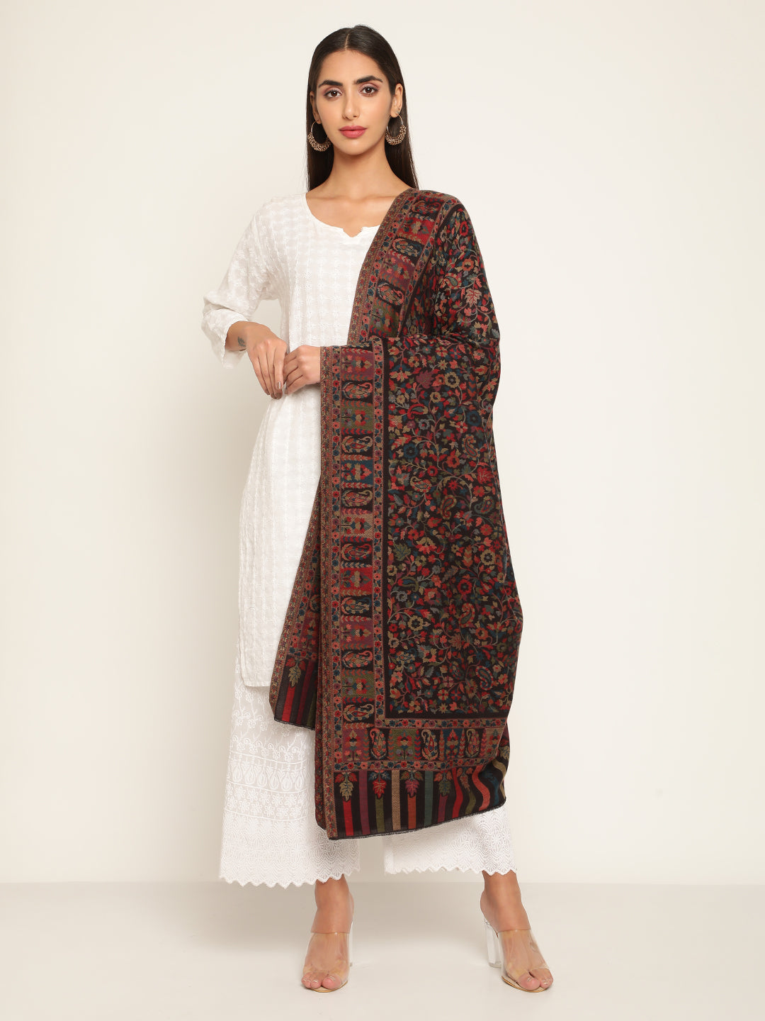 Cashmere Design Black Shawl