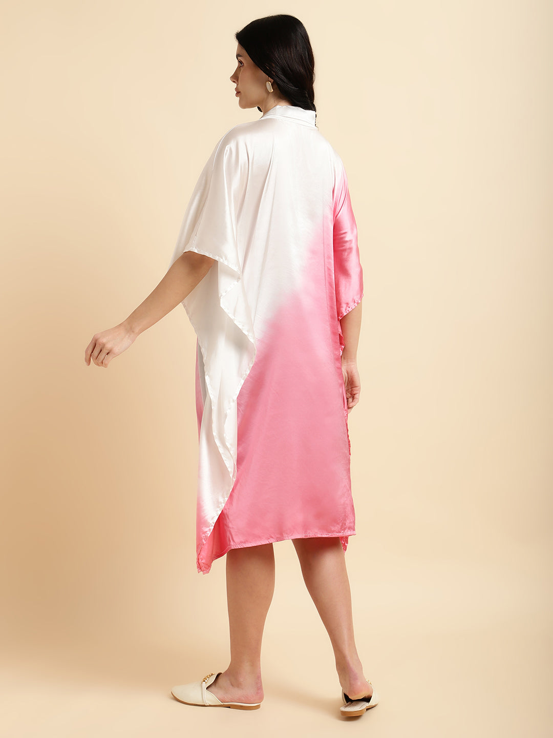 Pink-White Ombre Kaftan Dress