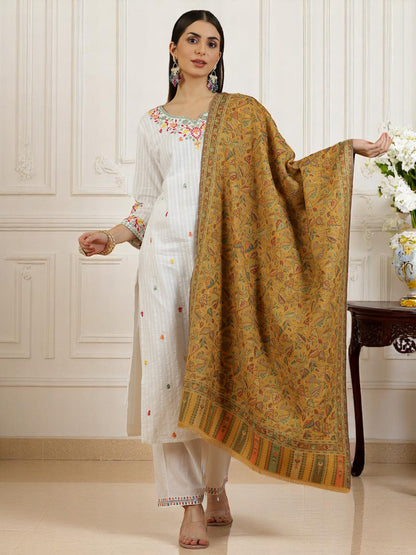 Kani Woven Stole - Mustard