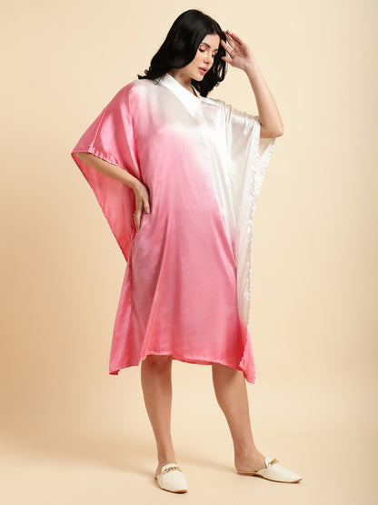 Pink-White Ombre Kaftan Dress