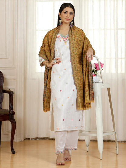 Kani Woven Stole - Mustard