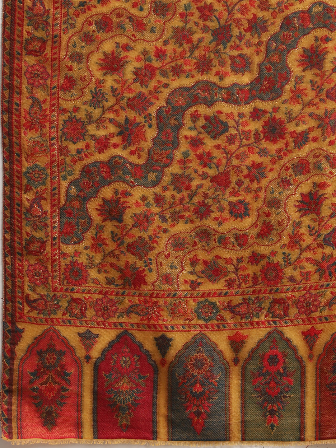 Woven Mustard Zari Shawl