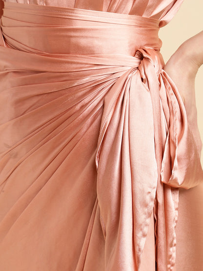 Peach Wrap Skirt Co-ord Set