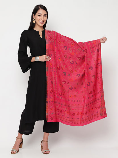 Floral Woven Shawl Pink