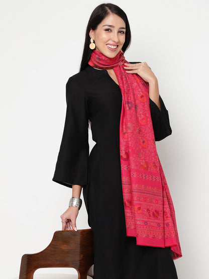Floral Woven Shawl Pink