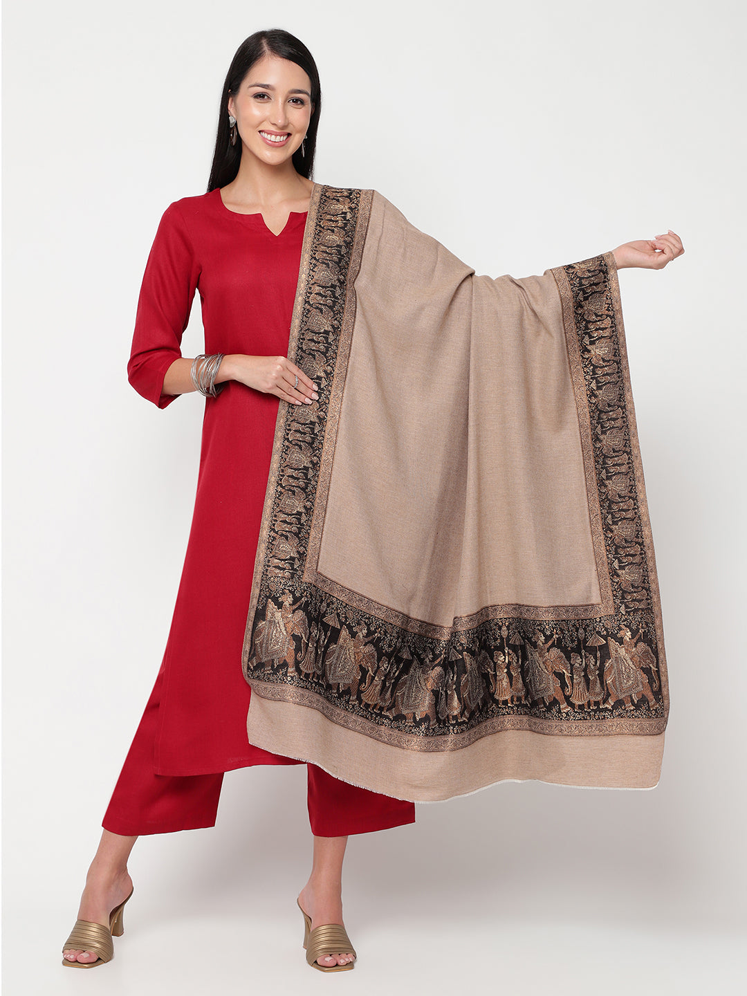 Golden Woven Contrast Border