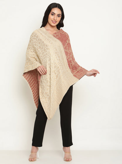 Gold-Beige Woolen Poncho