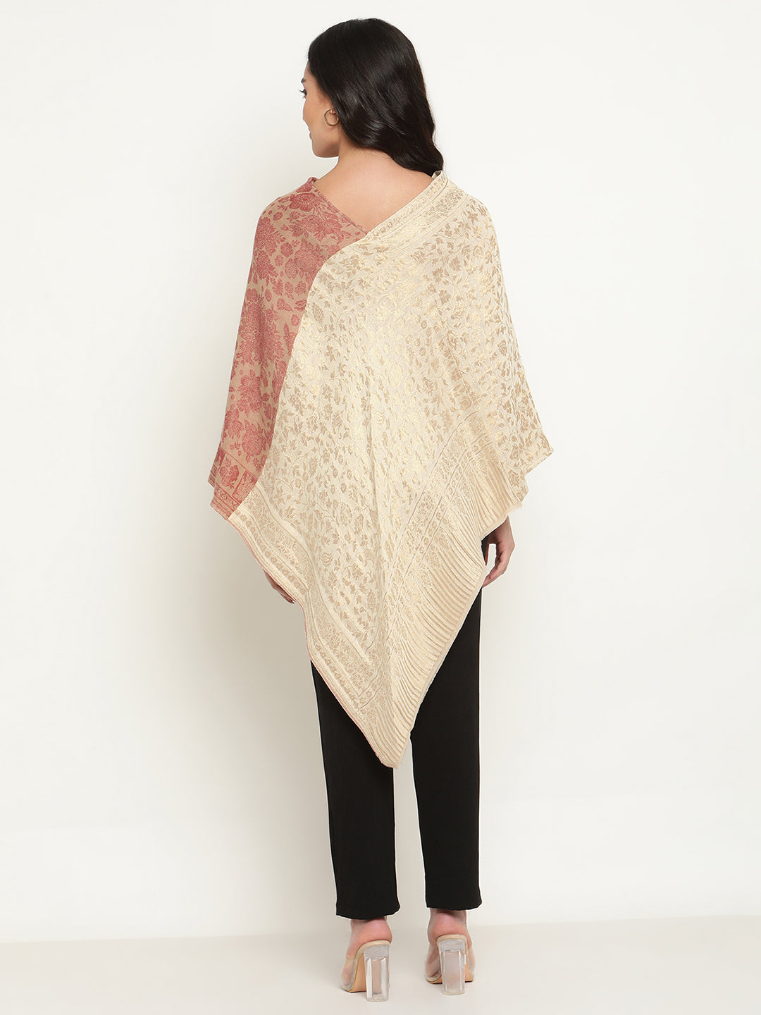 Gold-Beige Woolen Poncho