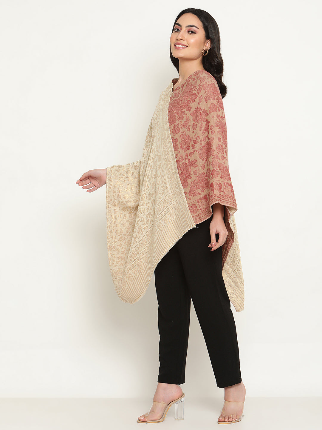 Gold-Beige Woolen Poncho
