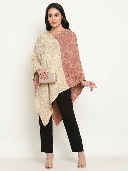 Gold-Beige Woolen Poncho