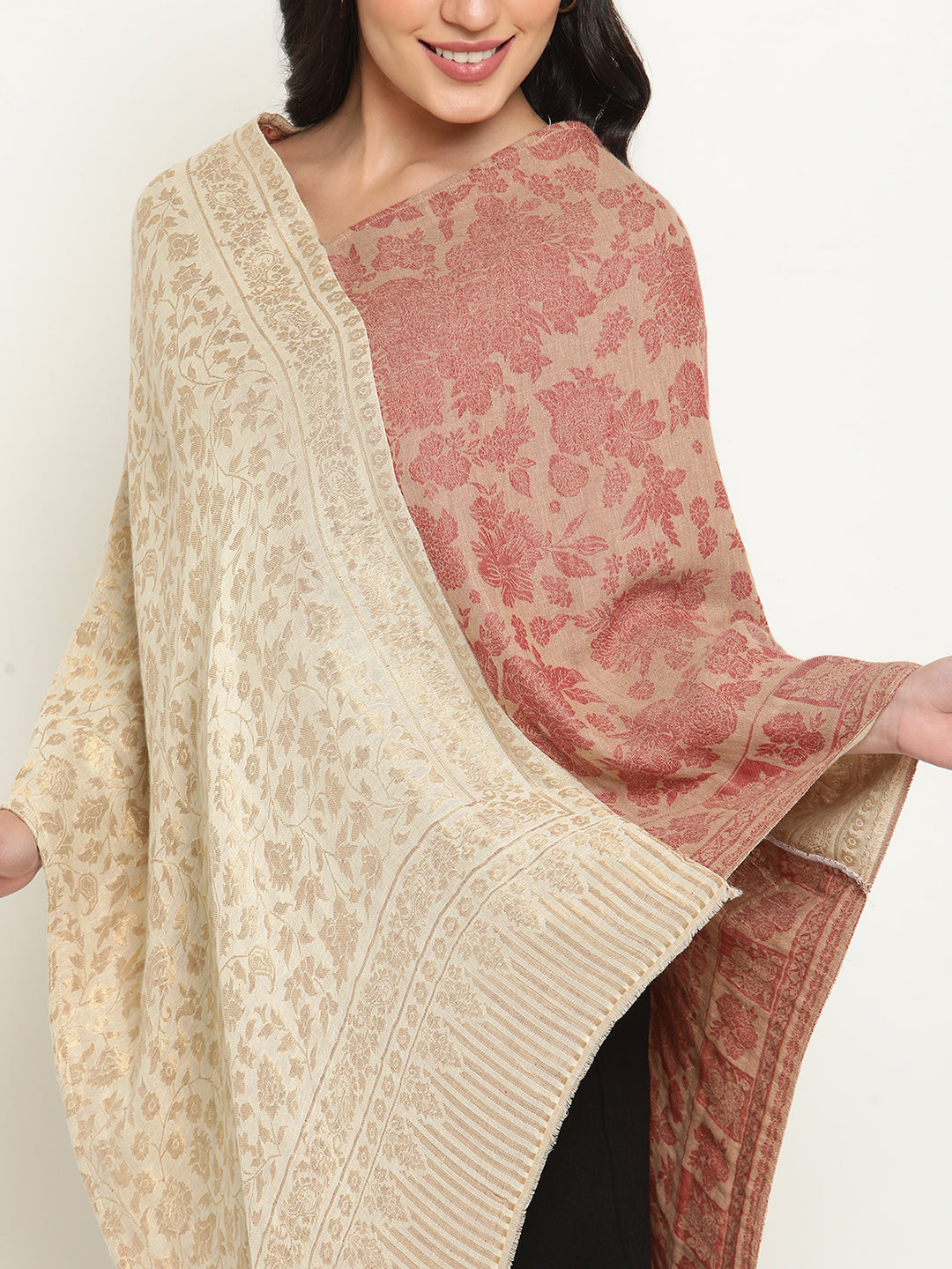 Gold-Beige Woolen Poncho